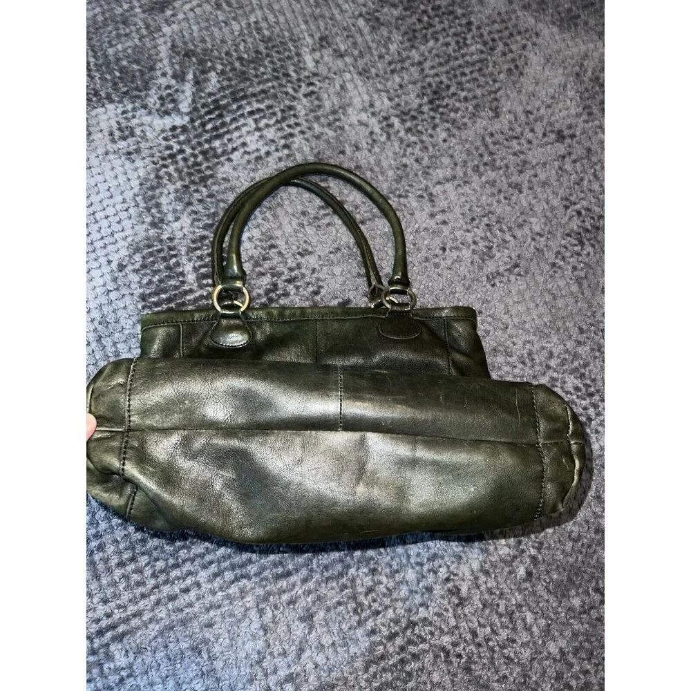 J. CREW Leather Jericho Large Olive Soft Leather Boho Tote Bag Purse Top Handle